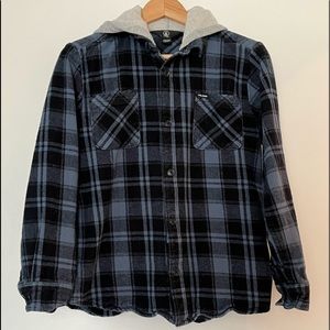 Volcom Size 16 flannel button up with hood.